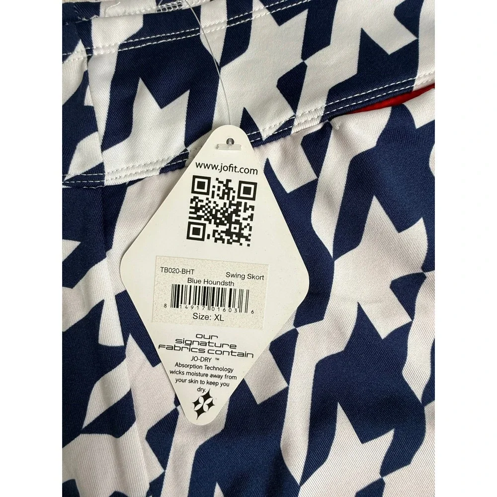 Jofit Navy White Houndstooth Golf Tennis Swing Skort XL NWT